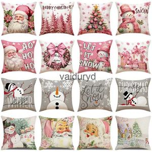 Pillow Case Plush Pillows Cushions 40/45/50/60cm Pink Christmas case Santa Claus Printed Cover New Year Home Decor Living Room Sofa Cushion Coversvaiduryd