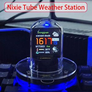 Orologi da tavolo da scrivania Orologio a tubo Nixie Smart Wifi Glow Orologi a tubo fai da te Orologio da tavolo digitale stile cyberpunk Display visivo Modificabile Aggiornamento automatico YQ240118