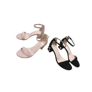 Pearl 2024 Sandalen SW Sommer High Heels Riemchensandalen aus schwarzem Wildleder