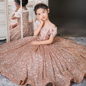 sequined ball gown Flower Girl Dresses For Wedding new Appliqued Ball Gown Toddler girl Pageant Gowns Tulle Pearls Floor Length First holy Communion long party Dress