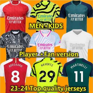 Saka Soccer Jerseys G. Jesus Odegaard Rice Havertz 23 24 Gunners Martinelli Smith Rowe Nketiah Trossard Zinchenko Saliba 2023 Men Football Shirt Kids Child Set Kit Kit Kit