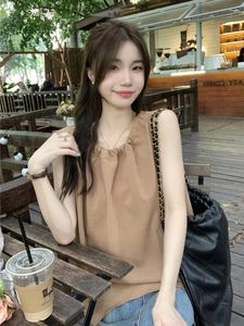 Women's Tanks 2024 Ropa Mujer Temperament Sleeveless For Women Backless Sling Vest Fashion Korean Summer Camis Solid Bandage Tops Femme