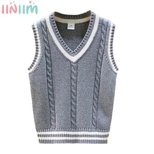 Ragazzi Ragazze Uniforme scolastica Gilet Casual Maglione lavorato a maglia Gilet con scollo a V Stile Preppy Capispalla Bambini Primavera Autunno Abbigliamento 240117