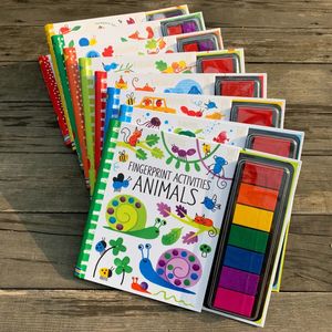 Libri per impronte digitali per bambini con timbri in gomma Tampone per inchiostro Attività per bambini Libro per scarabocchi Giardino degli animali Scuola materna Giocattolo artigianale fai da te 240117