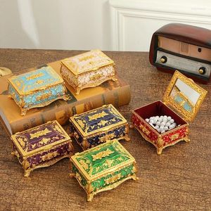 Jewelry Pouches Luxury Enamel Color Rose Box With Mirrors European Style Necklace Ring Trinket Holder Gifts For Women