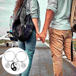 Keychains Yin Yang Couple Keyrings Round Matching Bag Key Pendant Magnetic Relationship Chain Gift Tai Splicing For Friend