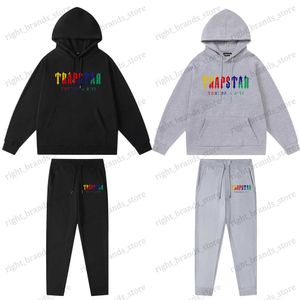 Mens Tracksuits Trapstar Overdimasy Hoodie Mens Trapstar Tracksuit Designer Skjortor Tryckt brev lyx svart och vit grå regnbåge färg sommar sport mode barnsäng