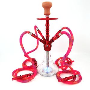 China Hookah Set 4 Slang Shisha Narguile för bar, festglasbas bongs med belysning grossist