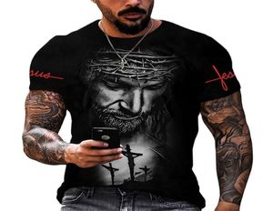Tanrı Din Mesih İsa Tişört 3d Baskı Erkekleri Harajuku Stil Hip Hop Kısa Kol Sokak Giyin