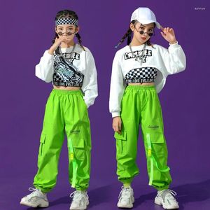 Giyim Setleri Kız Sokak Dans Giyim Mahsul Üst Joggers Çocuk Hip Hop Kargo Pantolon Sweatshirts Çocuk Sokak Giyim Kostümleri Caz ​​Sahne Giysileri