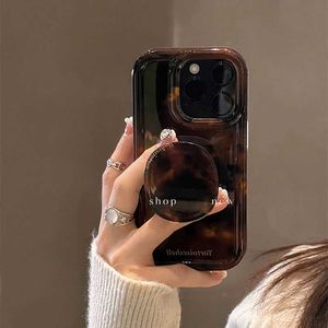 Cell Phone Cases Evening Bags Luxury Amber Tortoiseshell Holder Phone Case For iphone 15 14 12 13 Pro Max 11 INS Korea Girl Soft Cover 2024 New Stylish Shell J240123