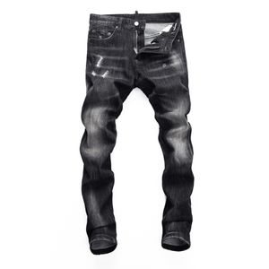 TR APSTAR DSQ Slim Black Men's Jeans Cool Guy Jeans Hole Rock Moto Casual Design Ejressed Denim DSQ Jeans 394