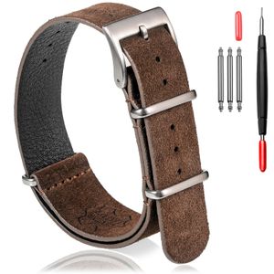 Genuine Calfskin Leather NATO Straps Coffee Super Confortable Italy Suede Watch Bands 18mm 20mm 22mm 240117