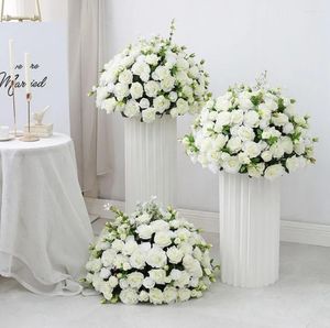 Flores decorativas 45cm-70cm personalizado grande flor artificial bola mesa de casamento peças centrais suporte decoração prateleira geométrica festa palco