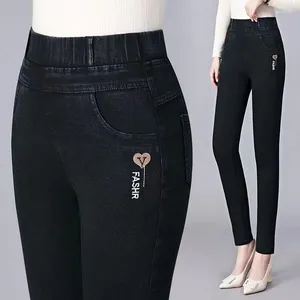 Calças femininas casuais cintura alta tornozelo comprimento lápis jeans tamanho grande magro denim mulher strecth vaqueros moda leggings calças