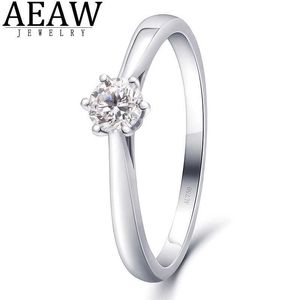 Band Rings AAW 0,3ct 4mm def Round Cut VVS1 Lab Grown Diamond 14k White Gold Rdiamond Fashion Girlfriend Women Christmas Gift J240118