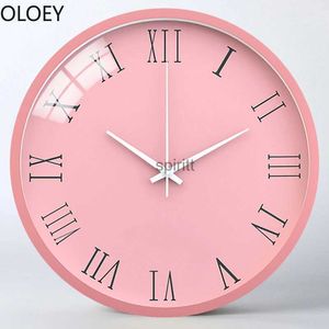 Desk Table Clocks Large Wall Clock Modern Creative Pink Kitchen Clock Art Mute Table Hanging Clocks Wall Home Decor Farmhouse Decor Plastic Europe YQ240118