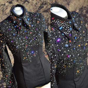 Bunte Perlen Frauen Kleid Spitze Langarm Mutter der Braut langen Blazer für Hochzeit maßgeschneiderte Blazer eine Jacke