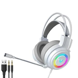 Hörlurar spel hörlurar med mic surround stereo trådbundna hörlurar USB -mikrofon färgglada ljusa dator bärbara spel headset