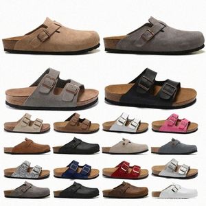 Arizonas White Suede Taupe Brown Black Clogs Slippers Men women Leather Buckle Strap Flip Flops Grey Blue Orange Pink Slide