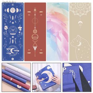 Yoga Mats Non-slip Travel Yoga Mat Foldable Lightweight 1mm Eco Rubber Suede Printed Towel With Spray Bottle for Bikram Hot Yoga AshtangaL240118