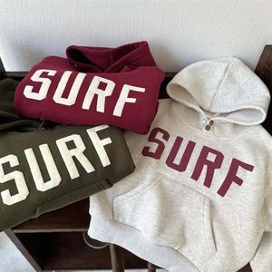 Fashion Letter Kids Sweatshirts Children's Clothing Hoodie Loose Thickened Baby Boys Girls Plush Sweater Casual Top Winter 240117