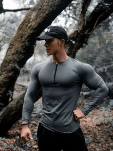 Hoodies masculinos de secagem rápida manga comprida fitness correndo treinamento elástico camiseta esportes meio aberto zíper superior agasalho masculino com capuz