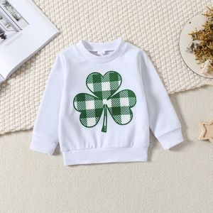 Conjuntos de roupas Criança Bebê Meninas Meninos St Patrick S Day Outfits Lucky Charm Moletom Pulôver Top Verde Shamrock Calças Set Bonito Irlandês