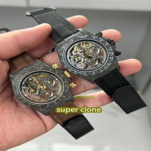 DIW Factory modifica orologio Funzione di cronometraggio Movimento cal.4130 Dimensioni 40MM Cassa dell'orologio in fibra di carbonio Quadrante cavo Vetro zaffiro impermeabile