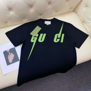 Designer de luxo Guggi marca de moda clássica de verão com estampa brilhante para homens e mulheres, amantes de camisetas de algodão puro, gola redonda multifuncional manga curta