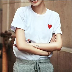 Summer New Women's T-shirt 100% bomull Löst stor storlek 4xl Casual Sports Men's Short Sleeve Printed Red Heart Söt par T-shirt topp