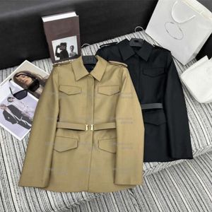 Ternos femininos blazers designer início da primavera nova cor sólida terno colarinho cinto com bolso design terno jaqueta