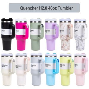 1pc Quencher H2.0 40oz Stainless Steel Tumbler With Handle Lid and Straw / 40 oz Travel Sublimation Mug Insulated Water Beer Car Cup Nice Buddy Quality Guarantee