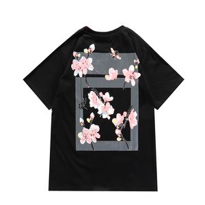 Modemän t skjortor nya färger kläder vackra blommor kvinnor designers tshirts lösa överdimensionerade tees märke topps sakura skjorta lyxiga kläder