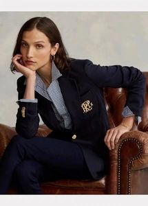 Blazers para mujer Corán Traje delgado de un solo pecho Caída Manga larga Oficina para mujer Chaqueta RL Diseño de moda Abrigo femenino Envío gratuito 240117