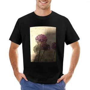 Polos Masculinos Roxo Allium In Bloom Camiseta Hippie Roupas Masculinas Fofas