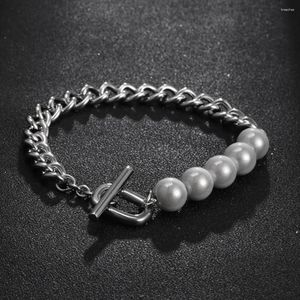Charm Bracelets Sweet Cool Chain Simple Pearl Bracelet For Men Small Market Hip Hop Fashion Men's Titanium Steel Wholesale