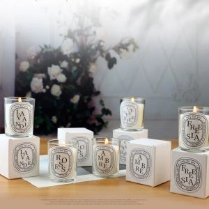 Scented Aromatic Candles Luxury Box Romantic Rose Lavender Scented Candle In Glass Jar Soy Wax Aroma Fragrance Candles 50g LL