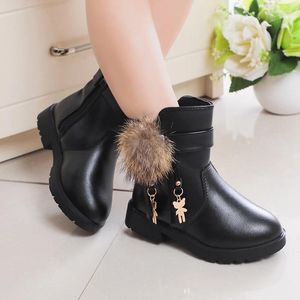 Botas meninas curtas versáteis pelúcia bonito primavera e outono moda infantil casual pu 2024 chique