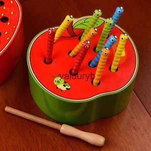 Blockerar magnet Strawberry Catch Worms Board Fishing Game for Kids Magnetic Catng Caterpillar Montessori Education Toys Baby Giftvaiduryb