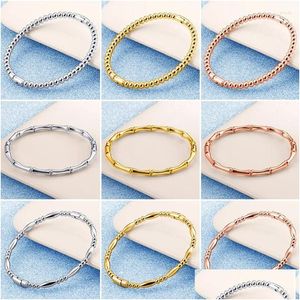 Bangle Simple And Bangle Elegant Style Golden Bamboo Titanium Steel Plain Bracelet Drop Delivery Jewelry Bracelets Dhl3B