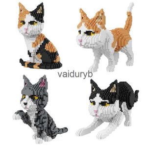Blocos bdy bonito dos desenhos animados gato animal blocos de construção criativo diamante preto gato pet modelo tijolos brinquedos educativos para crianças menina presentesvaiduryb