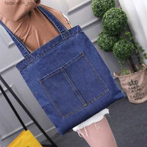 Shopping Bags Big Opening Shoulder Bags Wild Spacious And Convenient For Everyday Casual Zipper Shopping Bag Books Style 1 dark blue Q240118