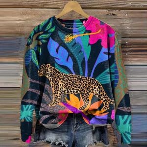 Women's Hoodies Leopard 3d Print Women Fashon Hoodie Animal Tiger Sweats Sweatshirt Round Neck Coats Floral Clothes