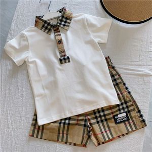 New Boys Babies Polo Short Sleeved Shirt Summer Childrens Checkered 티셔츠 디자이너 어린이 트랙 슈트 패션 의류 세트 CSD2401183-8