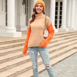 Kvinnors T -skjortor Kvinnor Turtleneck långärmad hösttröja Knit Jumper Top Casual Slit Pullover