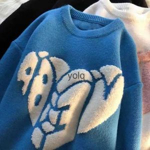 Kvinnors tröjor Matta Retro Lazy Wind Design Sense Nisch Autumnand Winter Ny japanska Jacquard Män och kvinnor förlorar mångsidig stickad tröjaolq