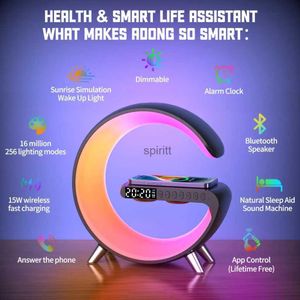 Desk Table Clocks New N69 Multifunctional Wireless Charger Alarm Clock Speaker APP RGB Light With Fast Charging Station For iPhone 11 12 13 14 YQ240118