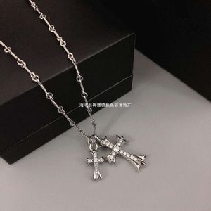 2024 Designer Brand Cross Ch Necklace For Women Luxury Chromes Diamond Double Par Collar Chain Gift Heart Men Classic Jewelry Pendant Neckchain L243