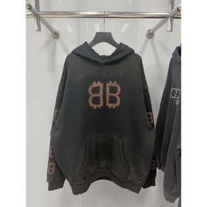 designer hoodie balencigs Fashion Hoodies Hoody Mens Sweaters High Quality B Family Correct Version 23S High end New Tie Dye Graffiti Letter Old Worn Mens 8390